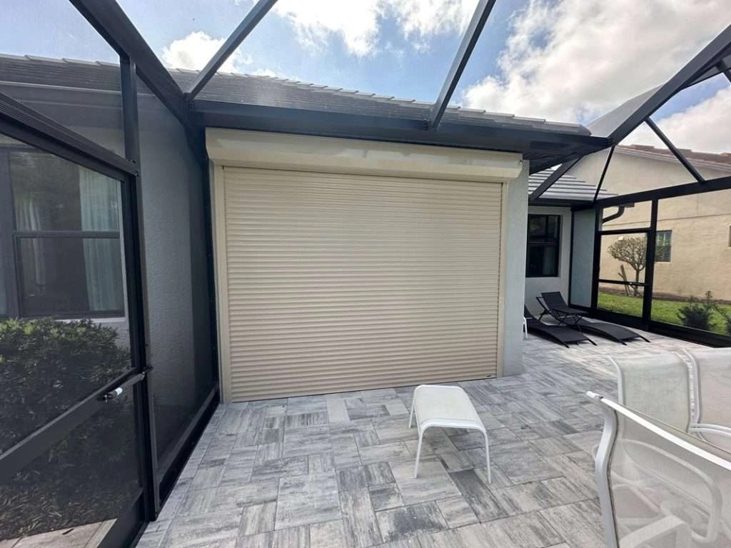 Roll-down hurricane shutters installed on Naples Florida home